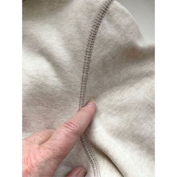 Green Tea Sweatshirt Zip-up Cream Jacket Lined Faux Fur Hooded Women’s Medium Co - Picture 10 of 10